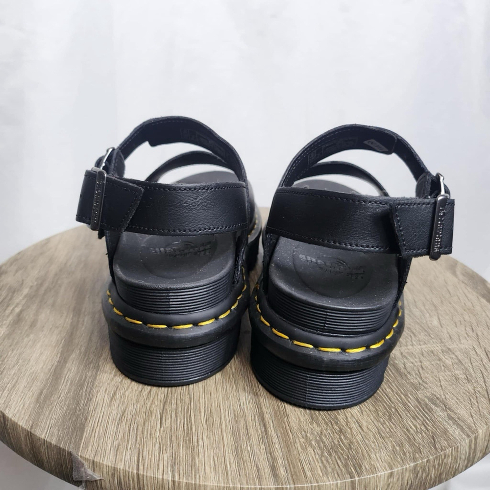 Dr. Martens Womens Size 8 Voss Hydro Leather Platform Sandals Black Buckled - Picture 4 of 11